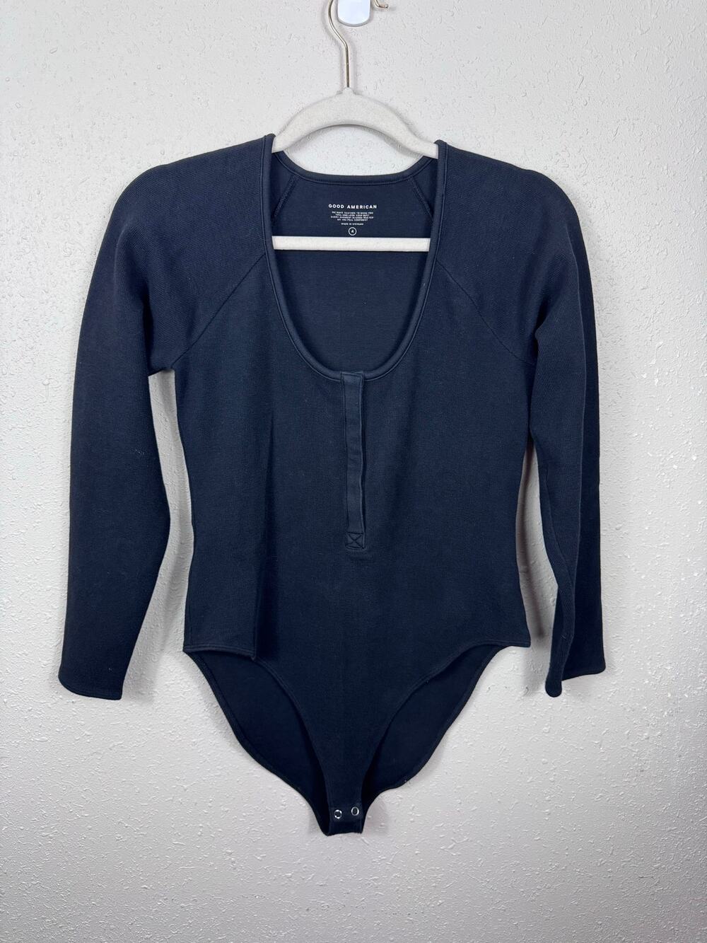 Good American Ribbed Black Bodysuit Size 4 (L/XL)